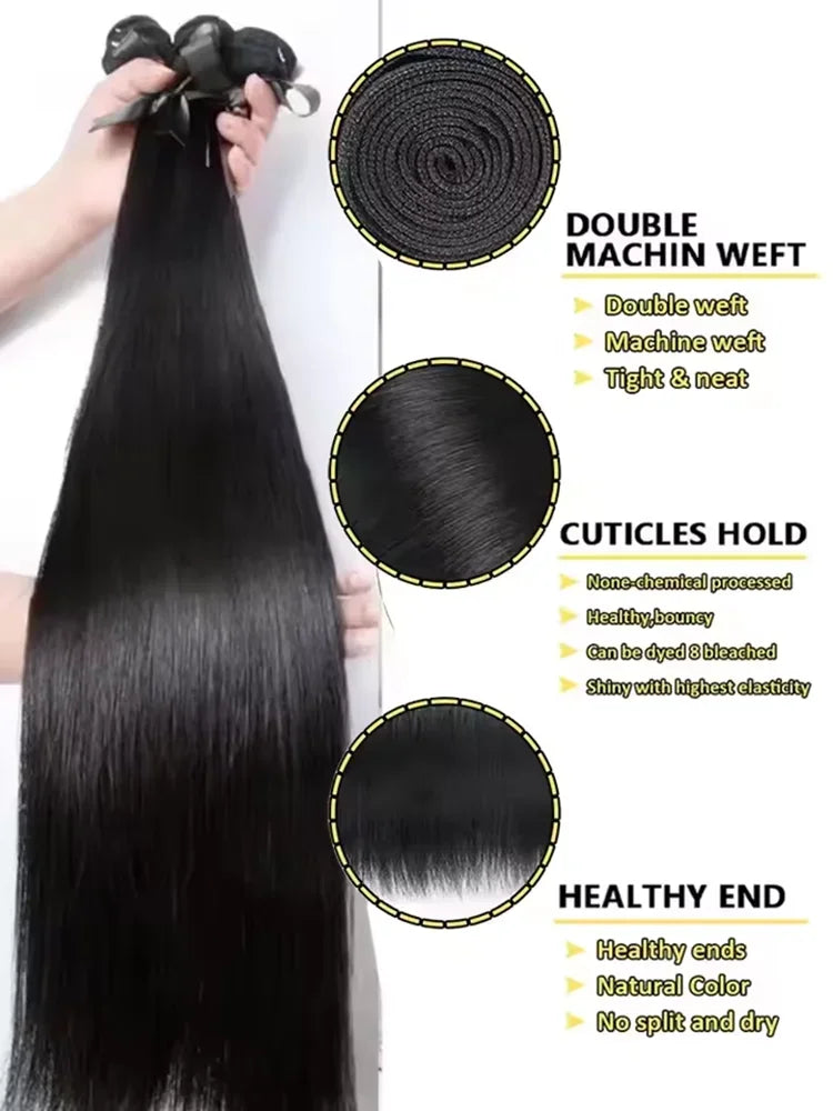 30 40 Inch Bone Straight Bundles Human Hair Bundle Unprocessed Hair 3 4 Bundle 100% Brazilian Human Hair Straight Hair Extension