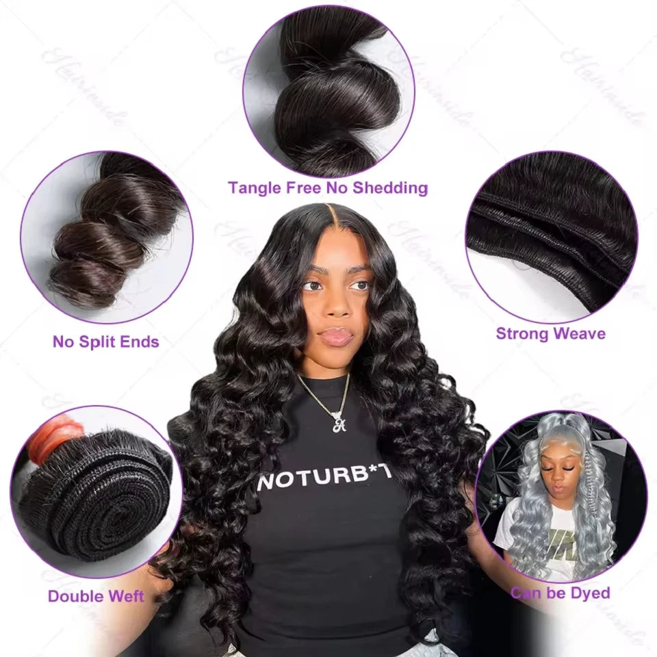 16A Loose Wave Bundles 100% Human Hair Brazilian Remy Hair 2/3/4/5/6 Pcs Unprocessed Double Weft Hair Extensions Weave For Women