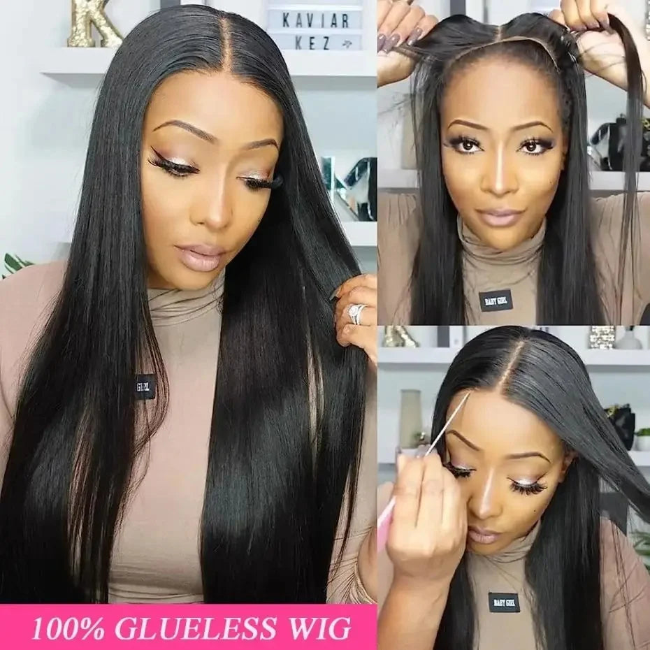 Wear And Go 7x5 Bone Straight Glueless Wigs Human Hair Ready To Wear Lace Frontal Vietnamese Super Double Drawn Bone Straightwig