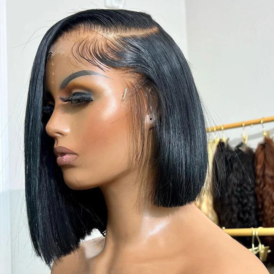 250% 10A Raw Vietnamese Transparent Lace Frontal Wig Human Hair 13x4 13x6 Bob Preplucked Bleached Knots Human Hair Wig for Women
