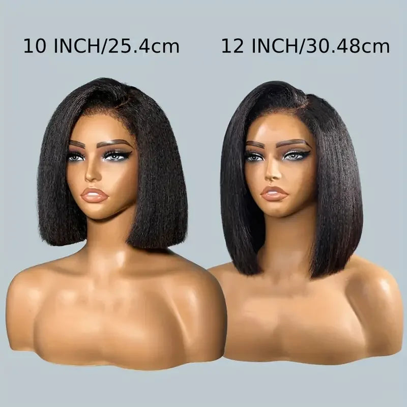 Yaki Straigt Bob Wig Glueless Lace Front Human Hair Wig For Women Kinky Straight Short Bob Ready To Wear HD Transparent Lace Wig