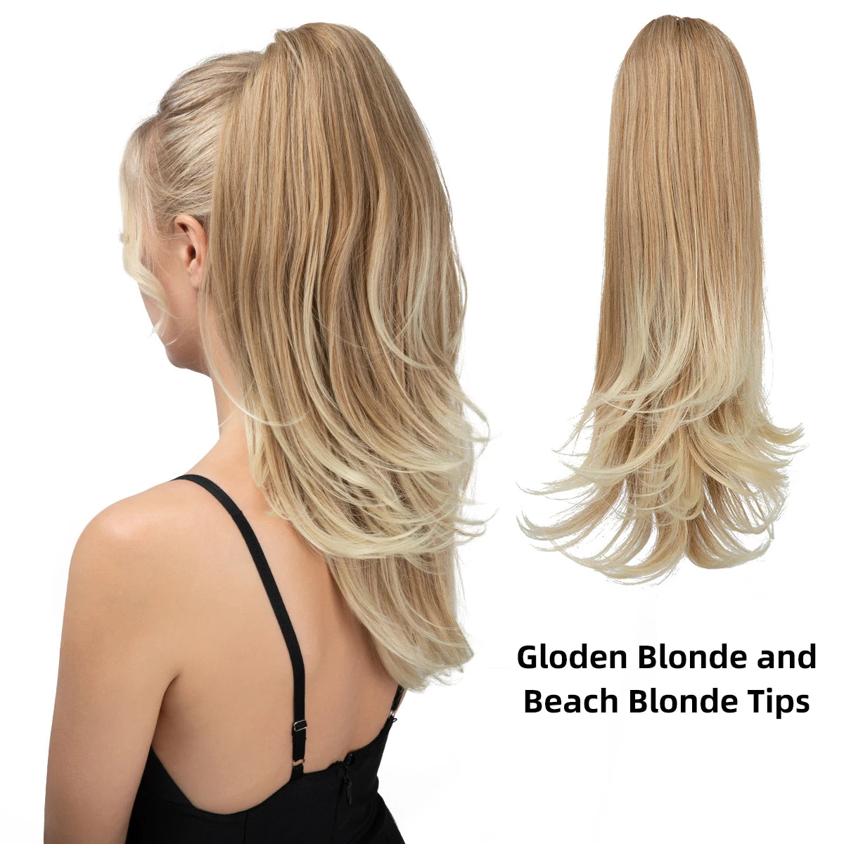 SARLA Premium Synthetic Claw Clip In Ponytail Hair Extensions Long Hairpiece Silky  Straight Fake Pigtail With Band For Women