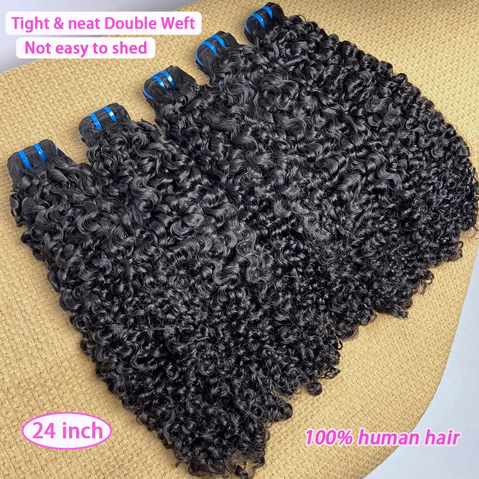 15A Burmese Curly Human Hair Bundles Double Weft #1B 100% Unprocessed Raw Virgin Hair Weave Extensions Can Bleach to #613 Color