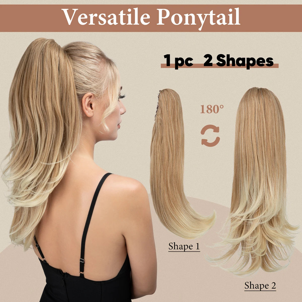 SARLA Premium Synthetic Claw Clip In Ponytail Hair Extensions Long Hairpiece Silky  Straight Fake Pigtail With Band For Women