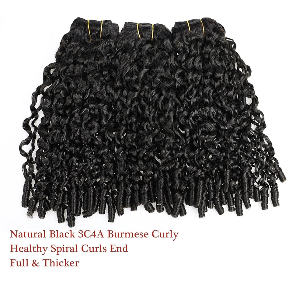 Burmese Curly Bundles Human Hair 100% Unprocessed Virgin Hair Bundles Deals 14A Raw Burmese Curly Human Hair Extensions on Sale