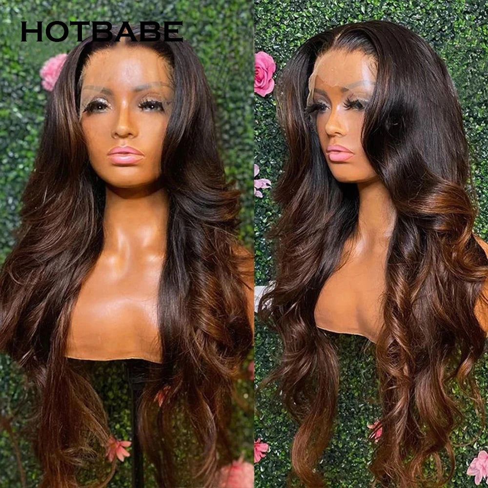 1B/30 Blonde Brown 13x6 Transparent Lace Front Wigs Ombre HD Lace Frontal Wig Brazilian Colored Human Hair Wigs For Women Remy