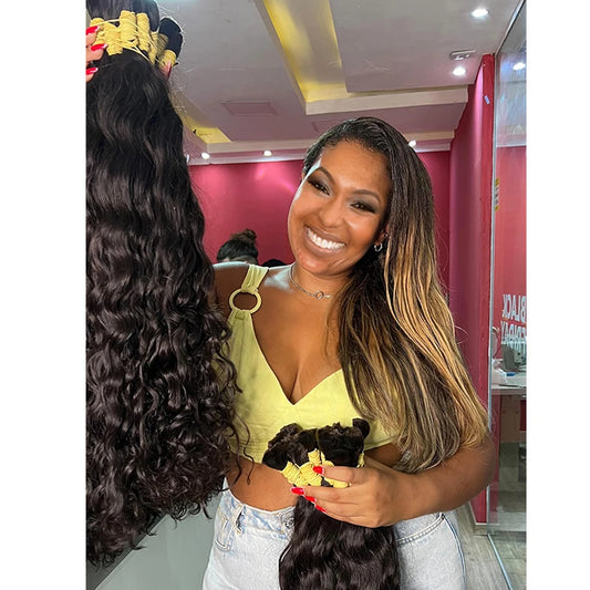 Body Wave Hair Bulk No Weft Remy Hair Extensions 100% Real Human Hair Natural Black Wavy Indian Hair Original Human Hair