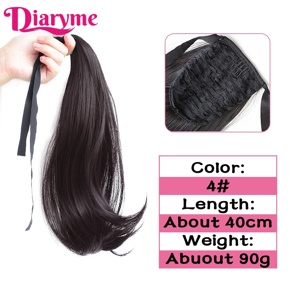 Synthetic Hairpiece Long Ponytail Hair Extensions Black Brown Wigs For Women Heat Reistan Pony Tail Fake Hair Clip In Ponytail