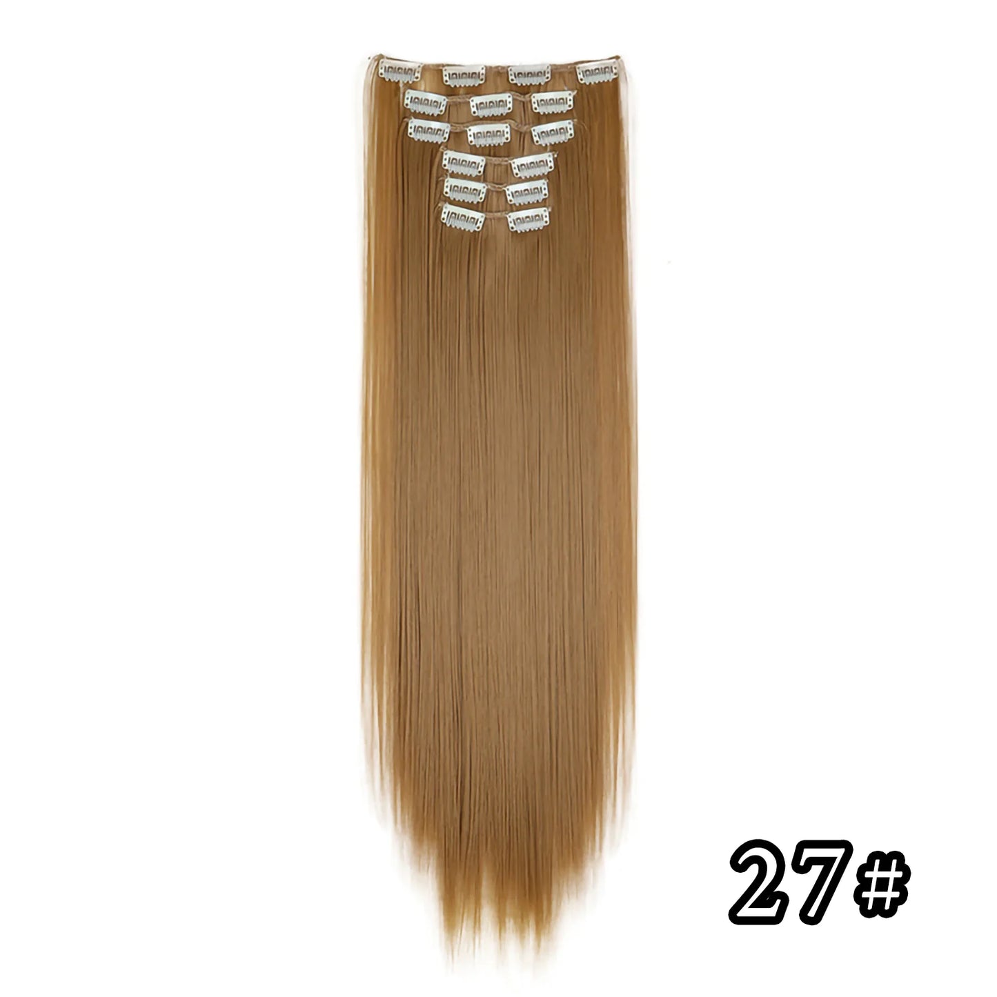 6Pieces/Set Synthetic 24Inch Long Straight Hair Extension Silky Hairpiece for Women