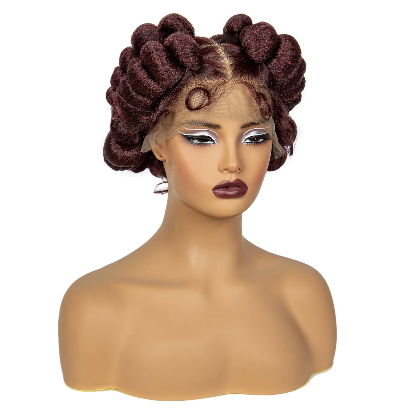 Synthetic Full Lace Handmade Bantu Braided Wigs Short Cute Natural Braided Lace Wigs For Black Women Knotless Braids Wigs