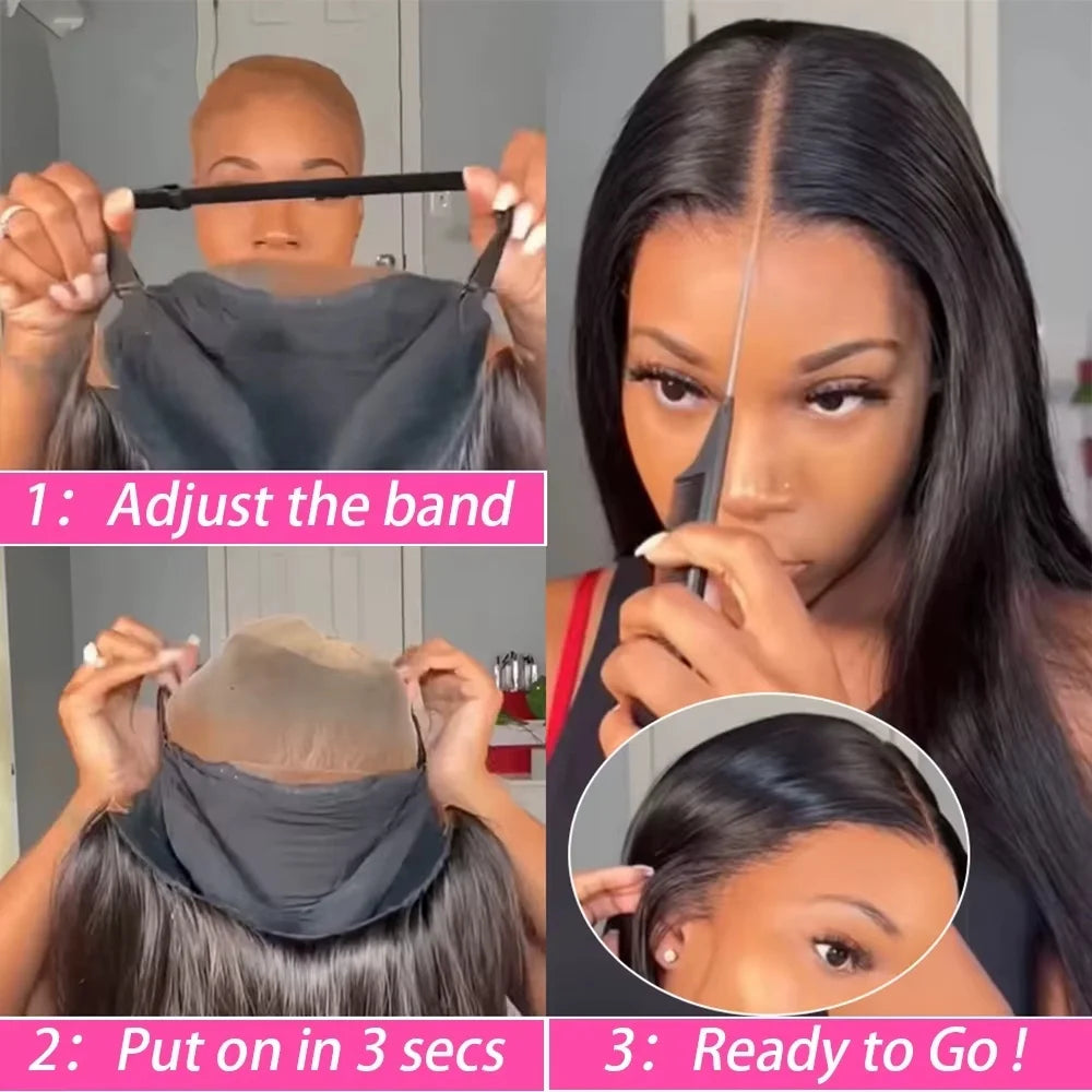 Wear And Go 7x5 Bone Straight Glueless Wigs Human Hair Ready To Wear Lace Frontal Vietnamese Super Double Drawn Bone Straightwig