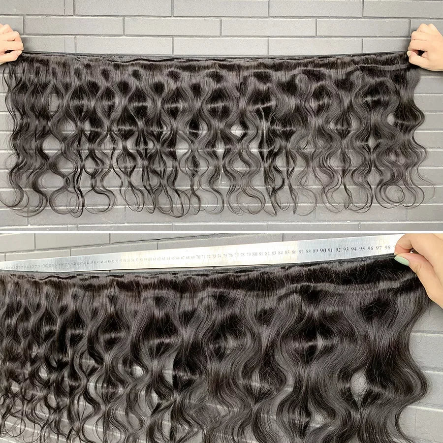 Peruvian Body Wave Bundles With Frontal 4x4 Closure Transparent Natural Virgin Human Hair Extensions Wholesale Bundles Weave