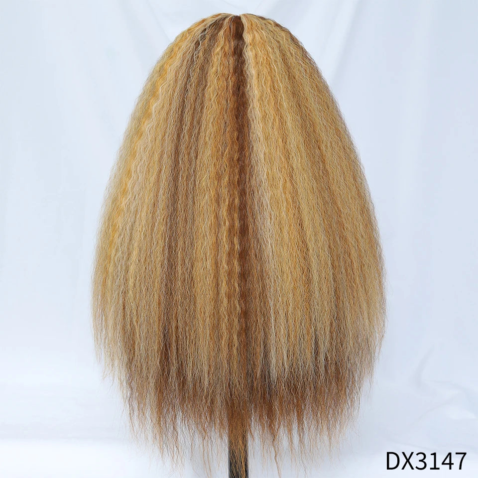 28 Inch Kinky Straight Lace Wigs Synthetic Black T Part Yaki Straight Lace Front Wigs For Women Brown Afro Wigs With Hair Line