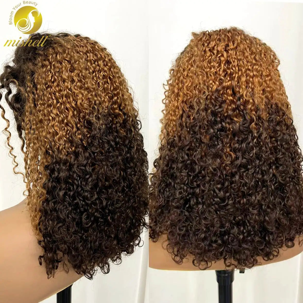 350% Density 13x4 Lace Frontal Pixie Curly Human Hair Wigs 12A Colored Water Wave Raw Burmese Bouncy Curly Hair Wigs for Women