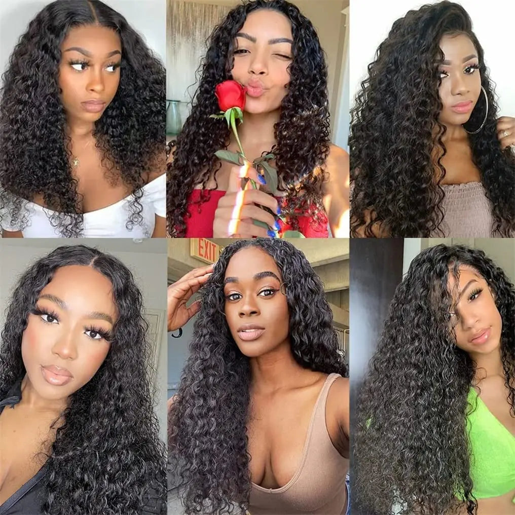 PD 30 32 36 40 Inch Deep Wave Human Hair Bundles Brazilian Remy Unprocessed Weaving Curly Hair Bundles Weave Extensions Deals