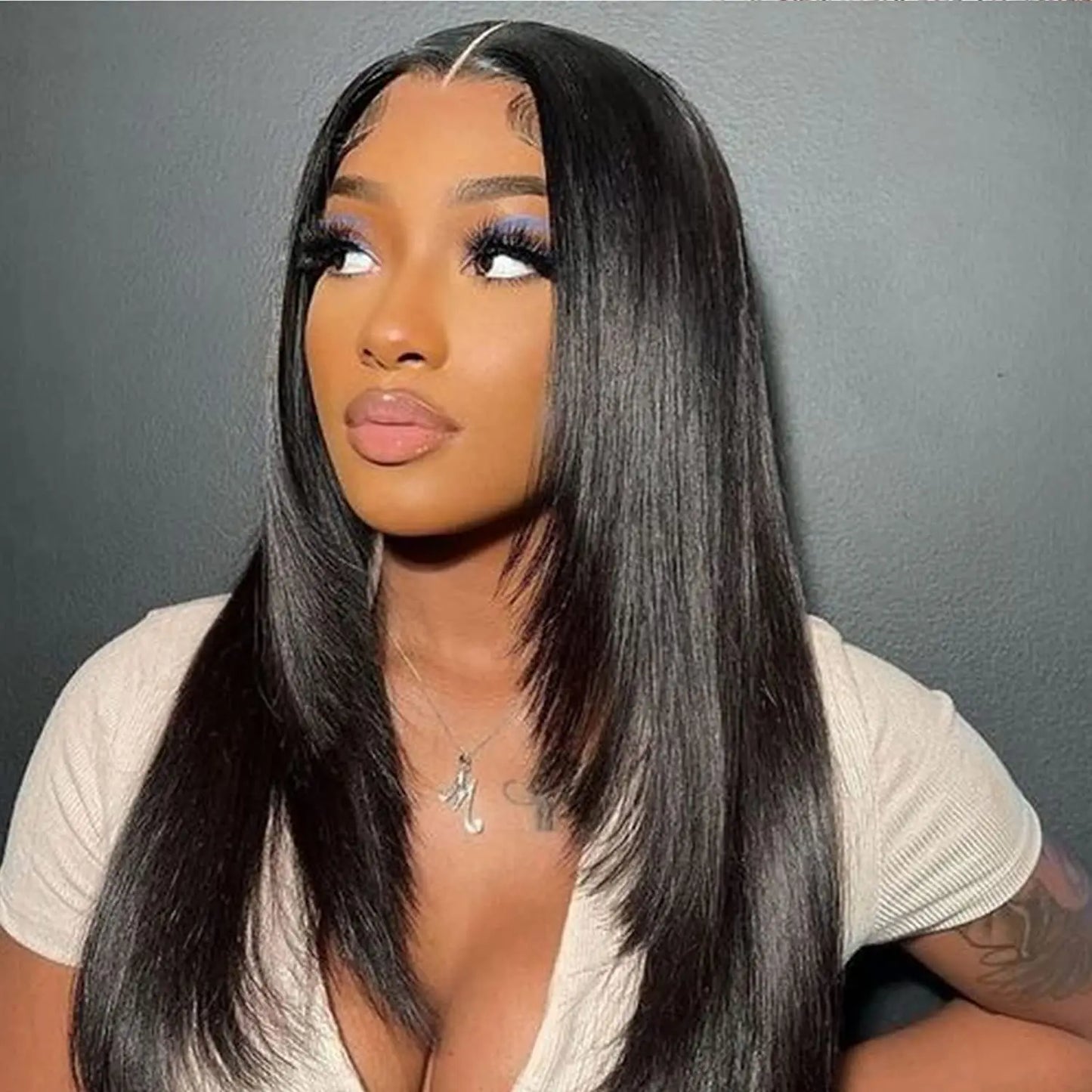 Reddish Brown Layered Lace Front Wig 13X6 Copper Red Straight Lace Front Wigs For Women Synthetic Glueless Heat Resistant Wigs