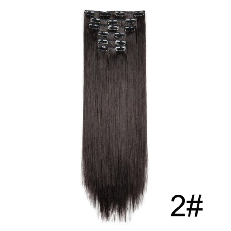 6Pieces/Set Synthetic 24Inch Long Straight Hair Extension Silky Hairpiece for Women