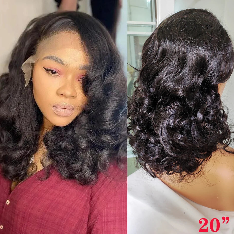 100% Raw Brazilian Virgin Hair Double Drawn Bouncy Wave 13x4 Lace Frontal Wig 250% Density 4X4 HD Lace Closure Wear And Go Wigs