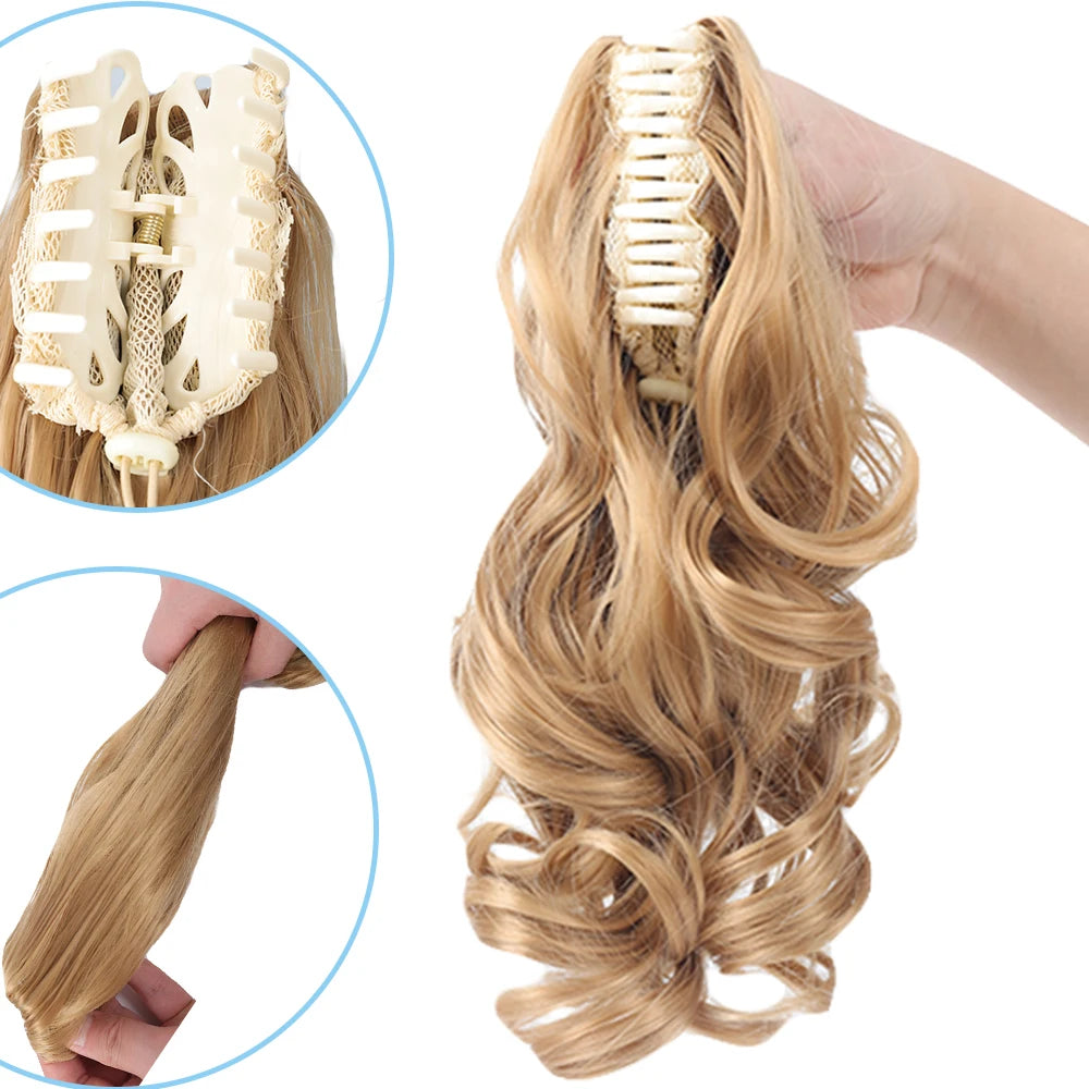 Synthetic Claw Clip In Short Ponytail Curly Pony Tail Clip-on hair False Wig House Pony Extension Hairpiece For Women