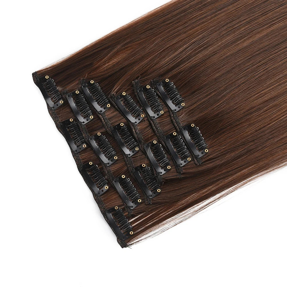 Clip in Hair Extensions Synthetic 24Inch Long Invisible Natural Straight 6 PCS Thick Seamless Clip on Hair Extensions for Women