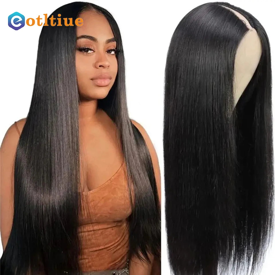 250 Density Straight Hair V part Wig 16-34Inches Upgrade Brazilian Glueless Wigs For Women 100% Human Hair Head Clip In Half Wig