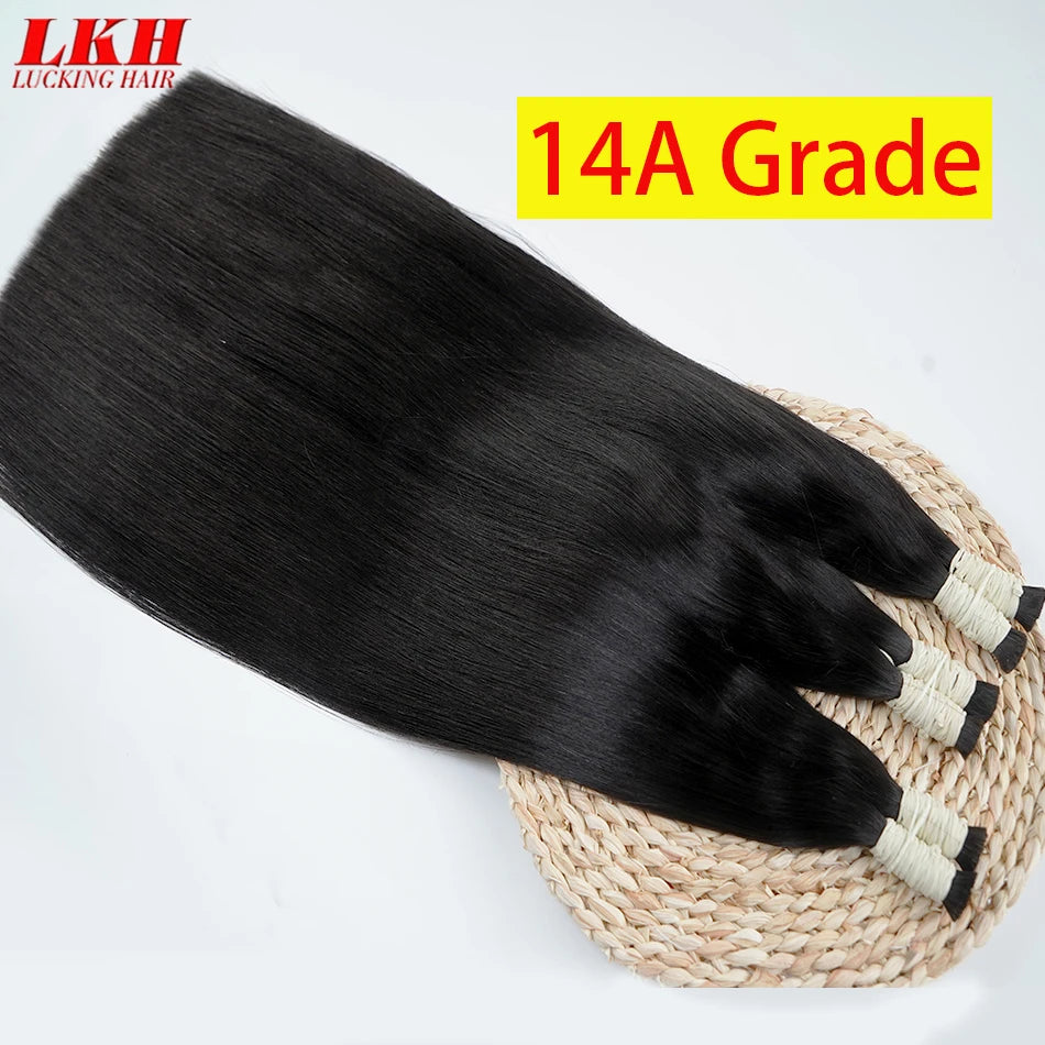 14A Grade 100% Real Natural Hair Extension Straight Human Hair Bundles No Weft Natural Black Bulks Blonde Brazilian Hair