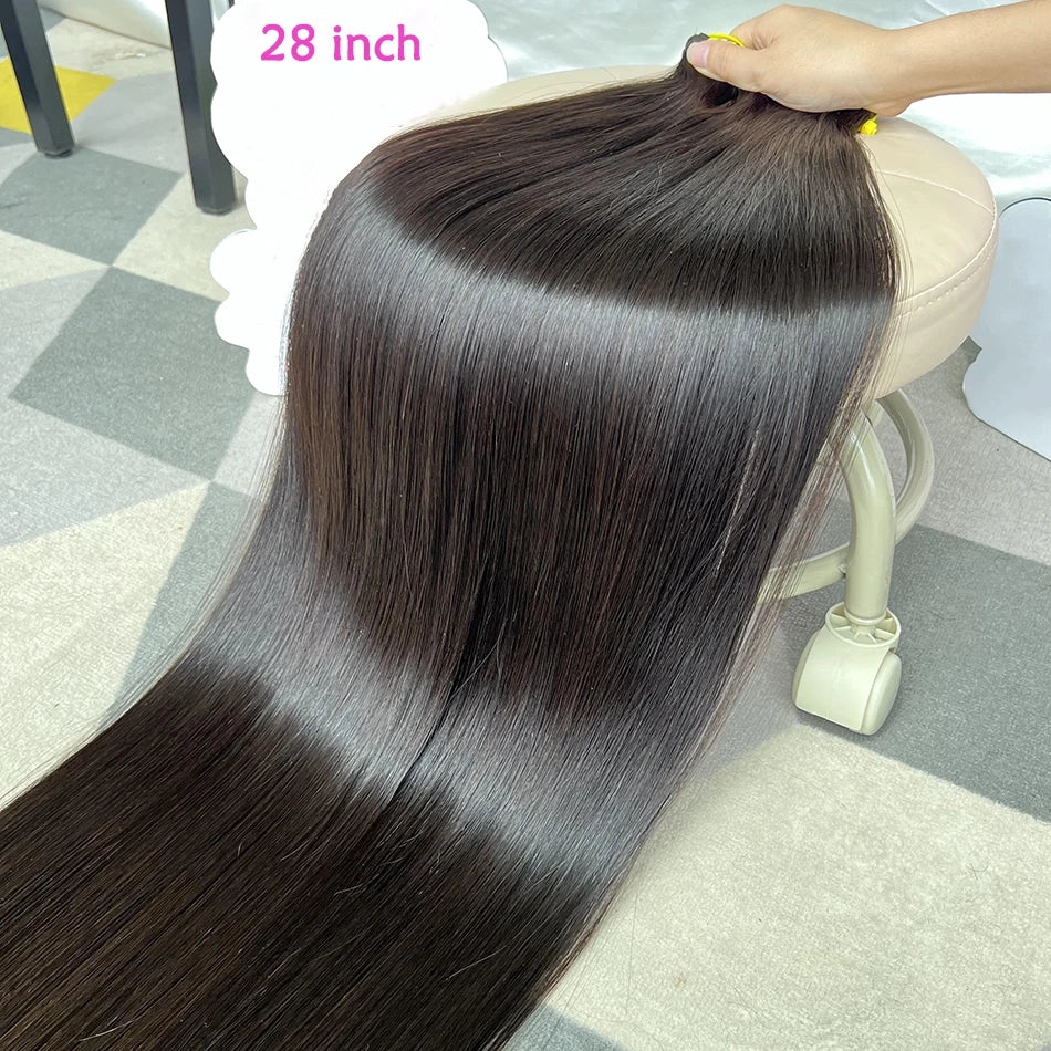 15A Bone Straight Super Double Drawn Human Hair Bundles Weave Raw Virgin Hair Extensions #1b Natural Color Can Dye #613 Color