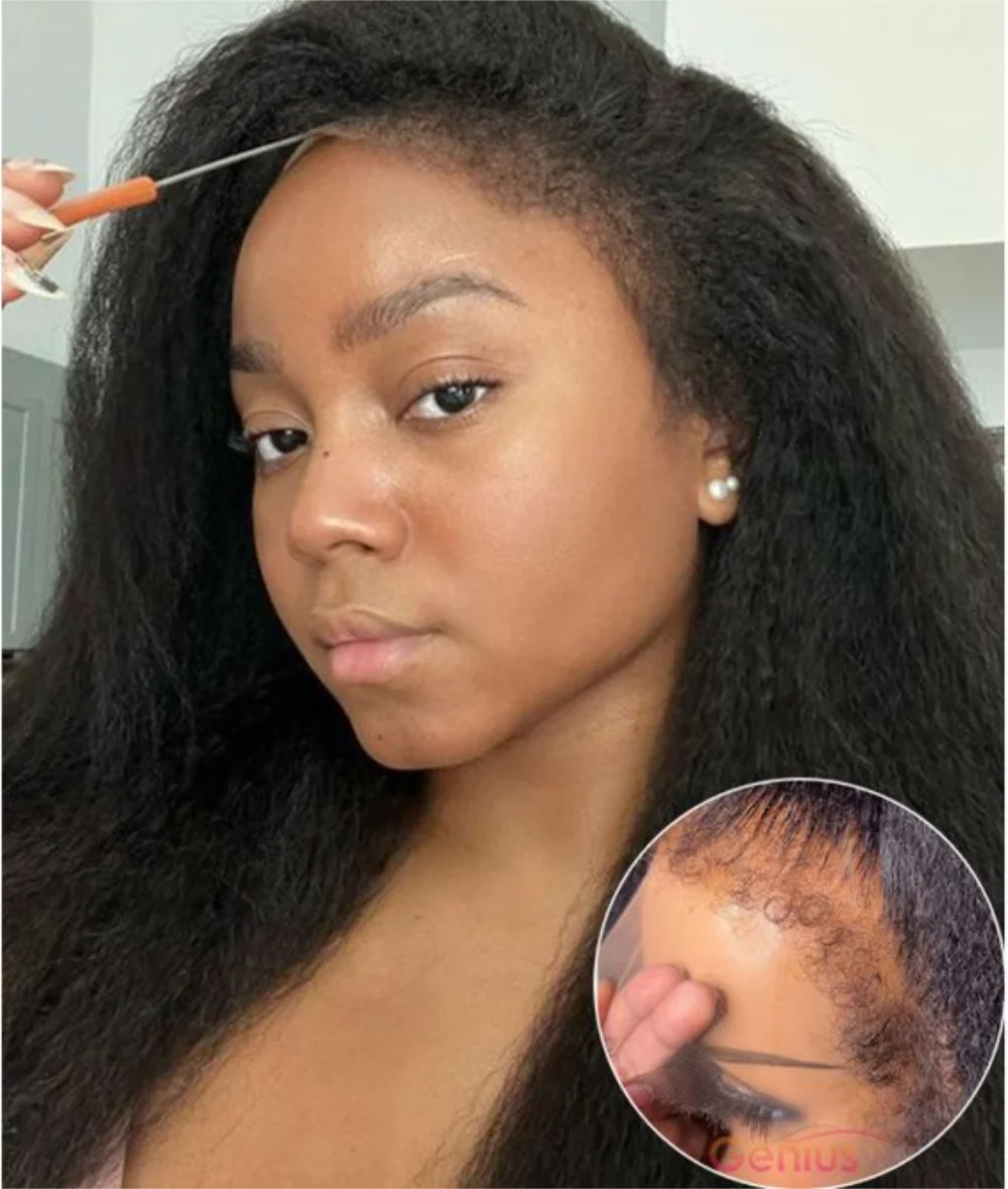 Kinky Straight Human Hair Wig 13X4 Kinky Straight Wig Human Hair Pre Plucked With Baby Hair Yaki Straight Human Hair Wigs