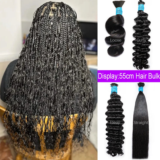 100% Virgin Human Hair Bulk Extension Loose Body Wave Bulk Weaving For Braiding Unprocessed No Weft Straight Deep Wave Hair Bulk