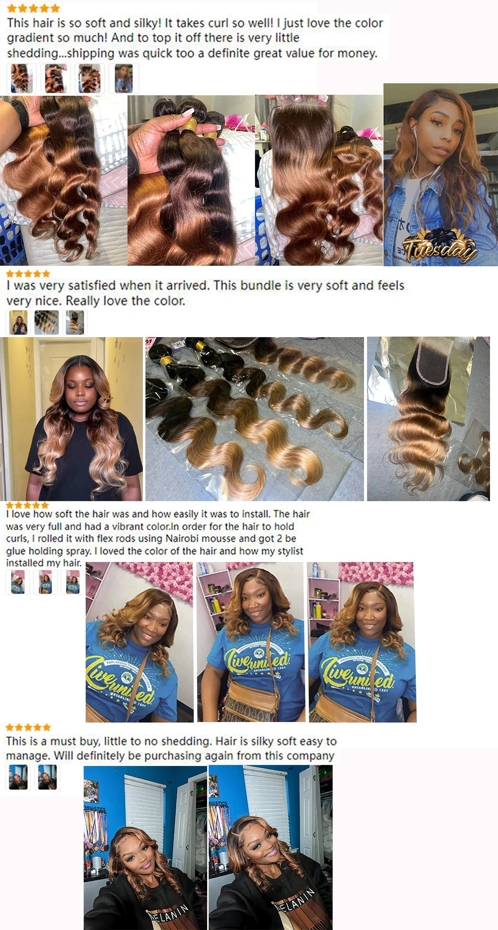 Ombre Human Hair Bundles With Closure Body Wave 100% Unprocessed Virgin Hair Brown Blonde Colored 3/4 Bundles With Closure