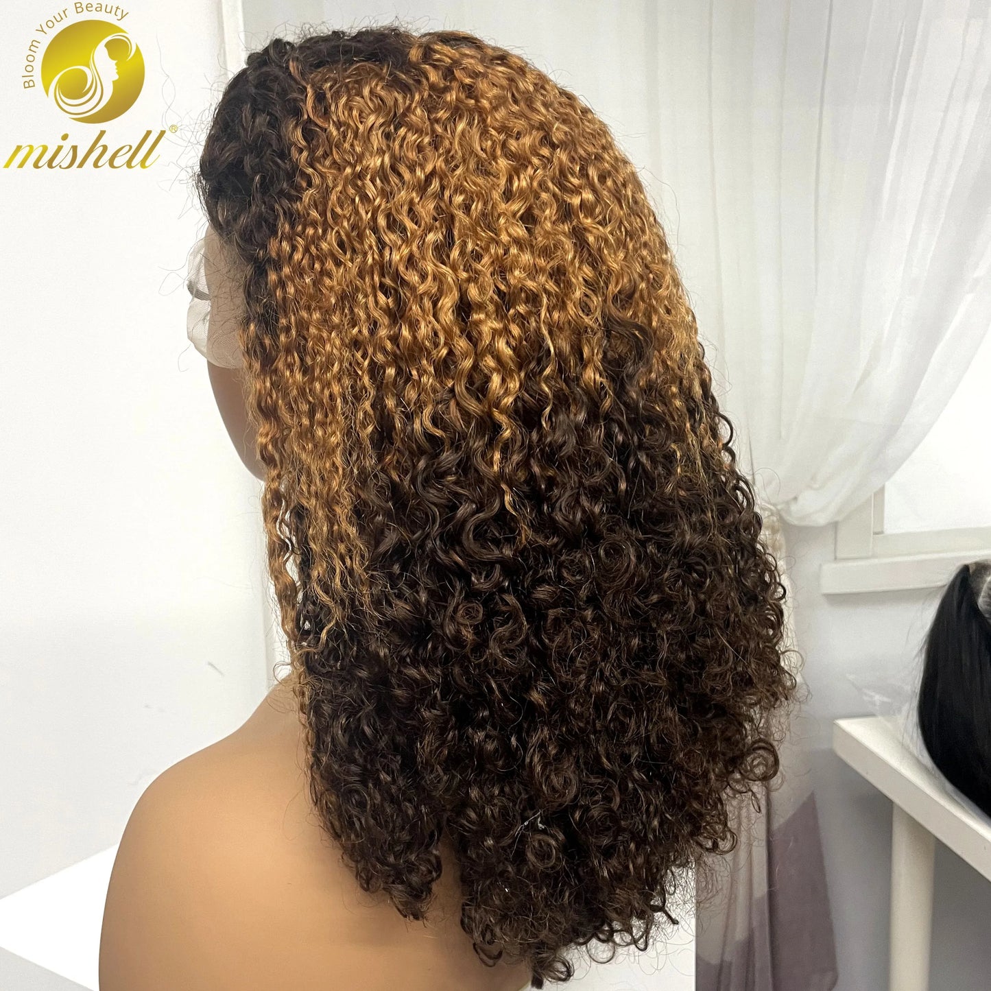 350% Density 13x4 Lace Frontal Pixie Curly Human Hair Wigs 12A Colored Water Wave Raw Burmese Bouncy Curly Hair Wigs for Women