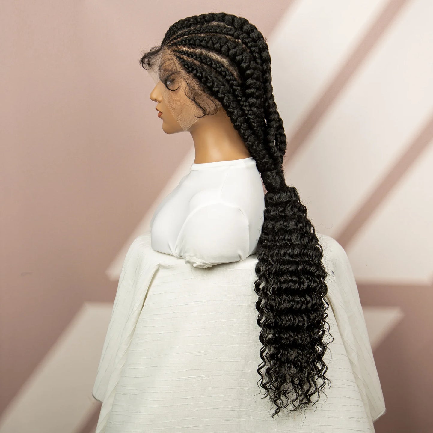 African Black Women Braided Wigs Double Lace Cornrow Braided Wig with Baby Hair Full Lace Frontal 30 Inch Natural Braiding Hair