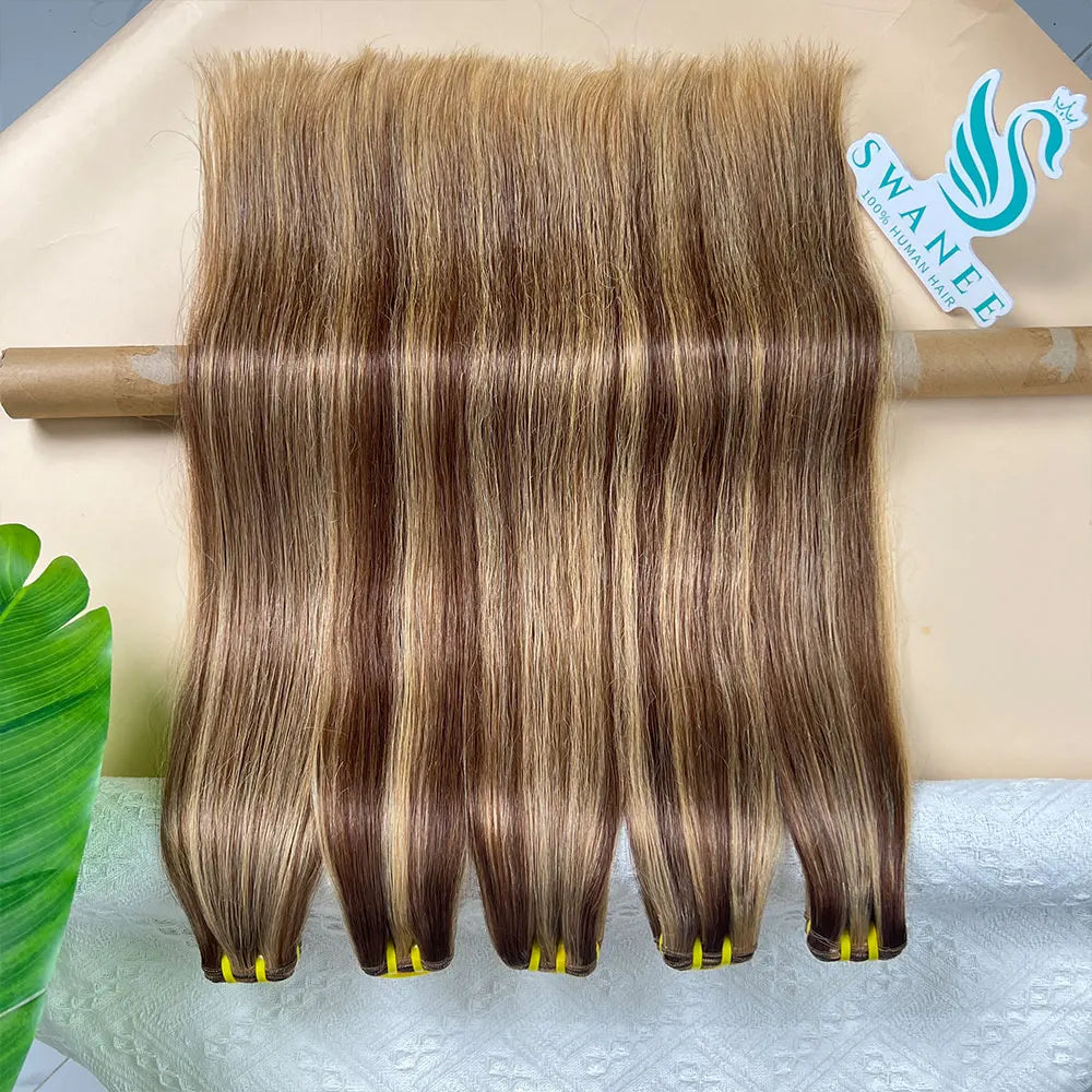 SWANEE P4/27 Highlight Bone Straight Bundles Double Weft Vietnamese Human Hair Weave Bundles Remy Human Hair Extensions