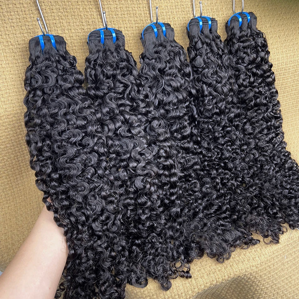 15A Burmese Curly Human Hair Bundles Double Weft #1B 100% Unprocessed Raw Virgin Hair Weave Extensions Can Bleach to #613 Color