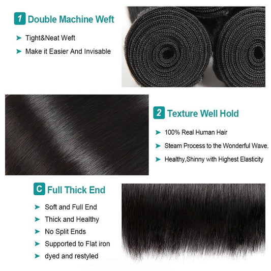 Tissage Straight Hair Bundles 18 20 22 Inch Natural Human Hair Brazilian Weave 10A Human Hair Extensions Delivery 3 Day France