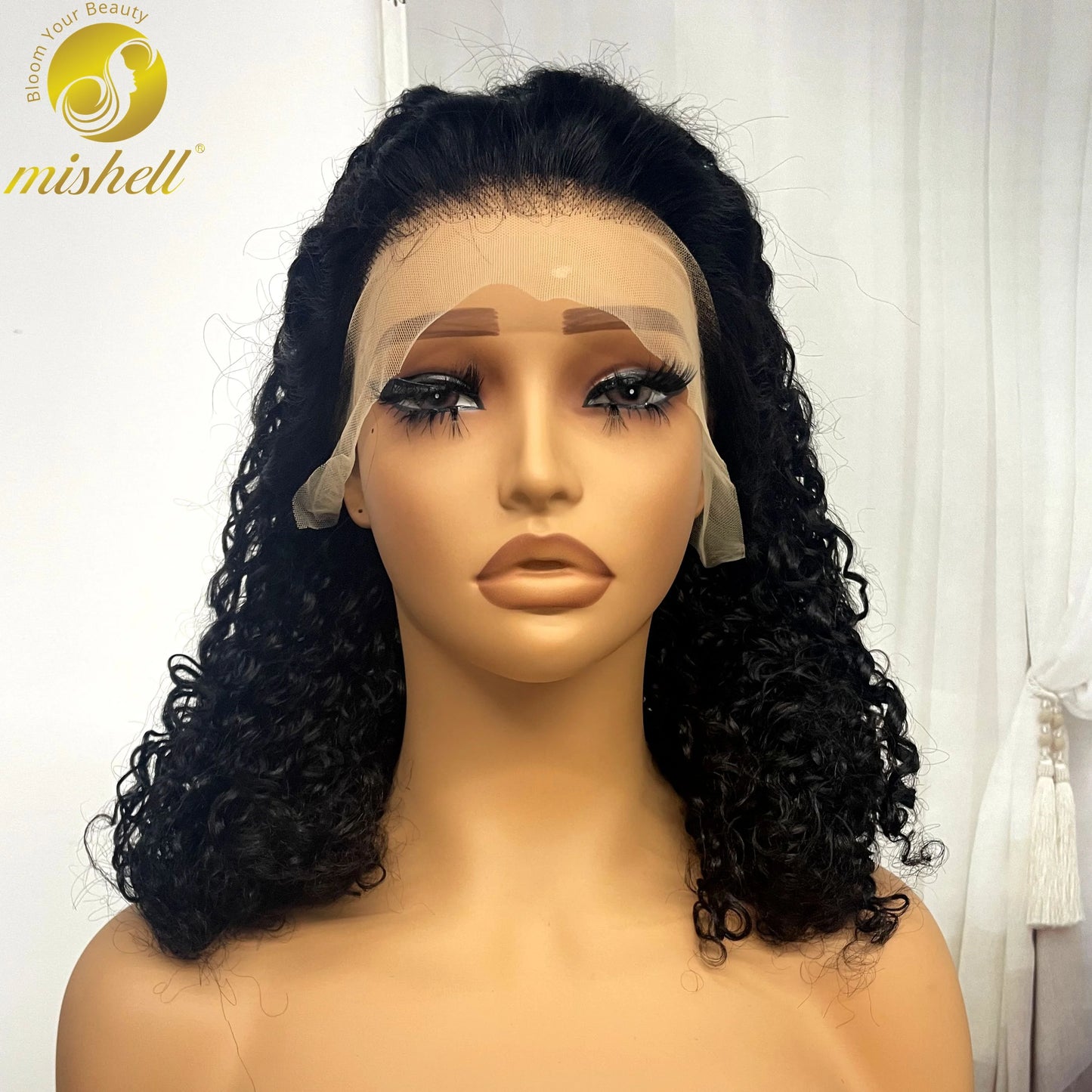 350% Density 13x4 Lace Frontal Pixie Curly Human Hair Wigs 12A Colored Water Wave Raw Burmese Bouncy Curly Hair Wigs for Women