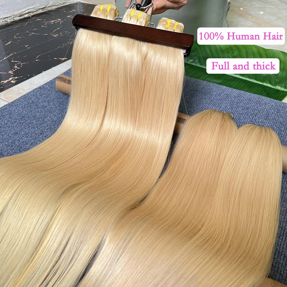 #613 Blonde Colored Straight Human Hair Bundles 1/2/3/4 Pcs 10-30 Inch 100% Raw Virgin Human Hair Weave Extensions For Women