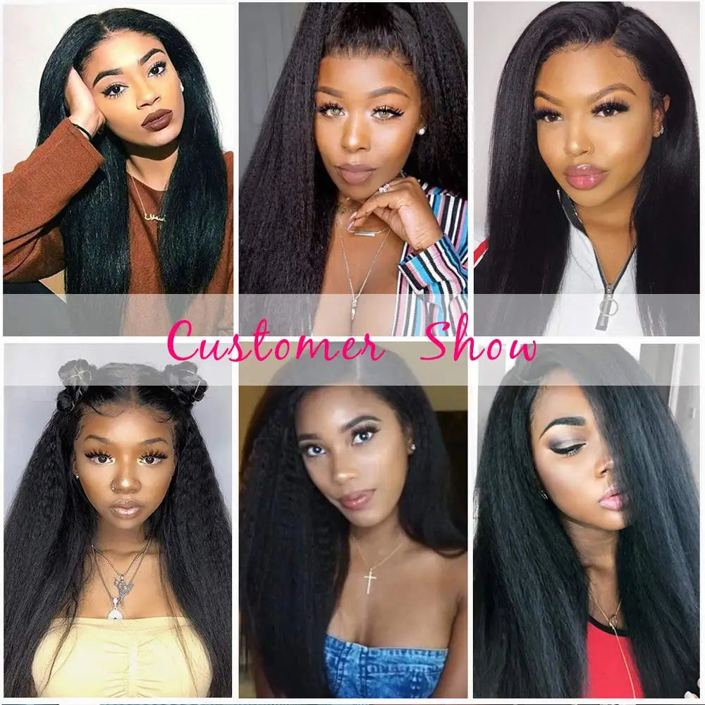 Kinky Straight Human Hair Wig 13X4 Kinky Straight Wig Human Hair Pre Plucked With Baby Hair Yaki Straight Human Hair Wigs