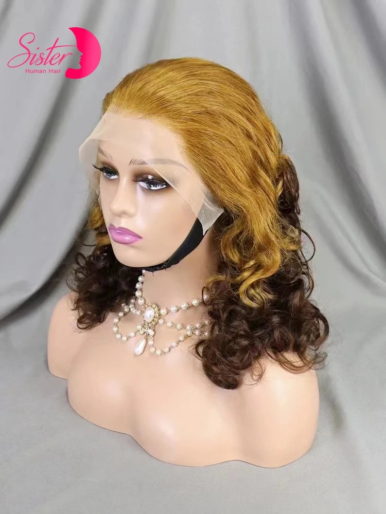 12A Double Drawn 350# Ginger Orange Spring Bouncy Curly Human Hair Wigs 13x4 Lace Frontal Curly Hair Wigs 250% Density for Women