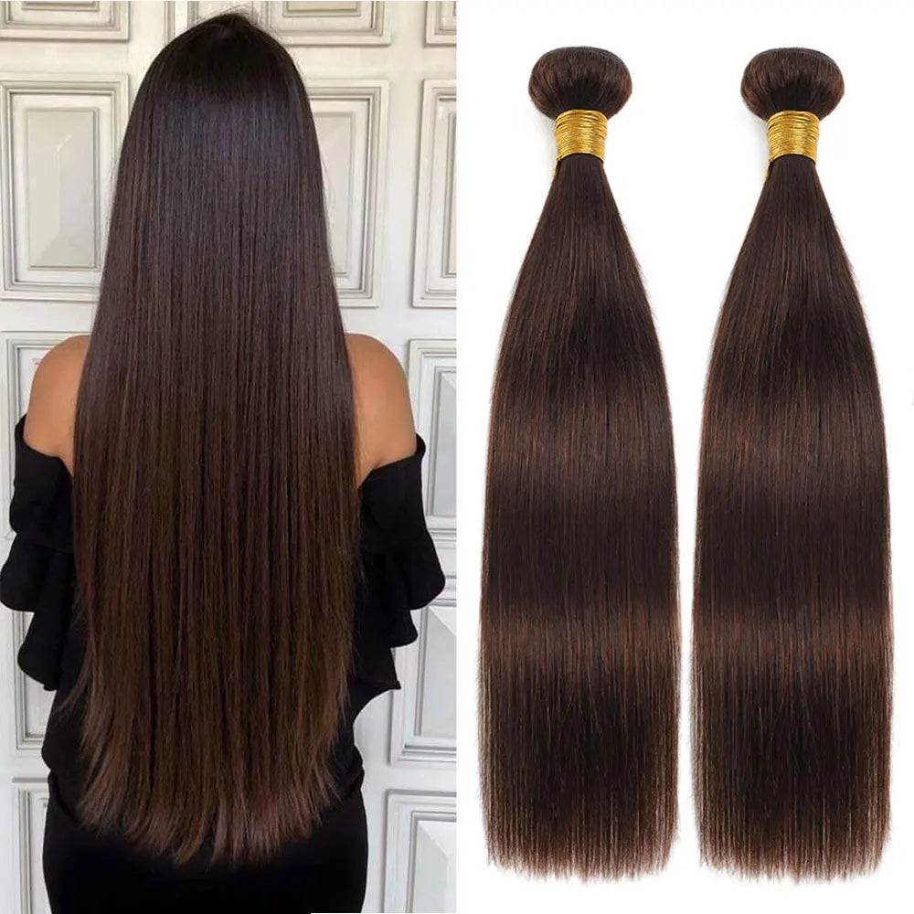 #2 Hair Bundles 1/3/4 Pcs Darkest Brown Colored Peruvian Human Hair Weaving Extensions 32 34 Inch Brazilian Hair Bundles Cheap