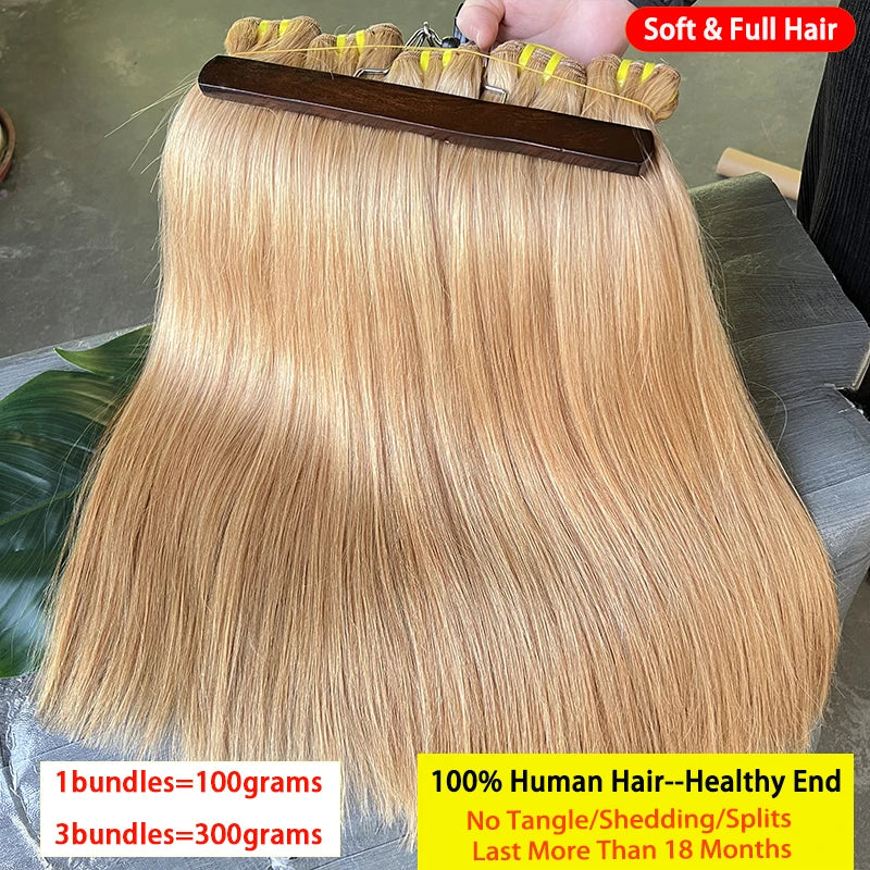 #27 Honey Blonde Bone Straight 100% Human Hair Bundles Unprocessed Raw Virgin Hair Weave Extensions Colored Hair Double Weft