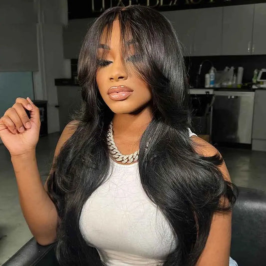 Curtain Bangs Wigs Body Wave Lace Front Human Hair Wig With Bang 13x4 13x6 Pre Plucked Lace Wigs Frontal Hair Wigs For Women