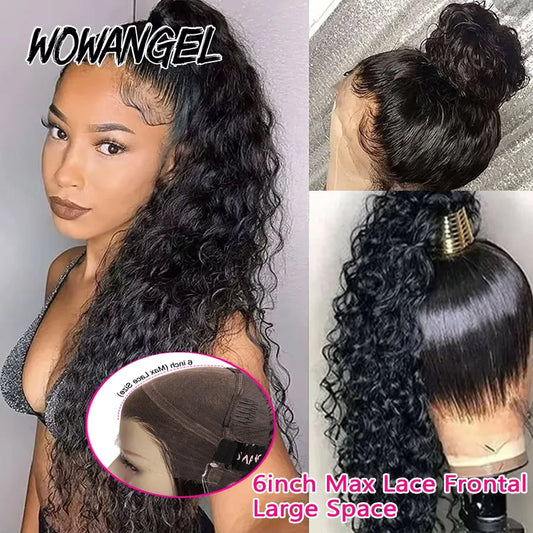 30in Invisi Drawstring 360 HD Lace Front Water Wave Wig Glueless Human Hair Wigs Full Lace Wigs Hidden Strap Remy Brazilian Hair