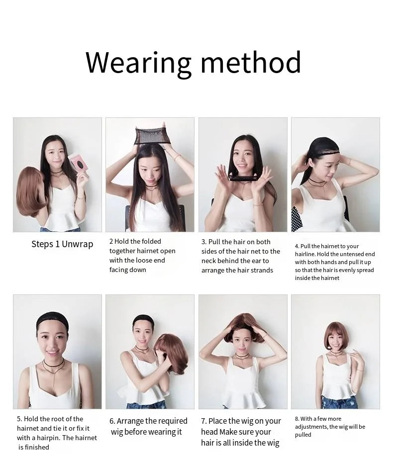 New synthetic fiber fashion wig female shoulder length trim face short straight hair high temperature silk full head cover