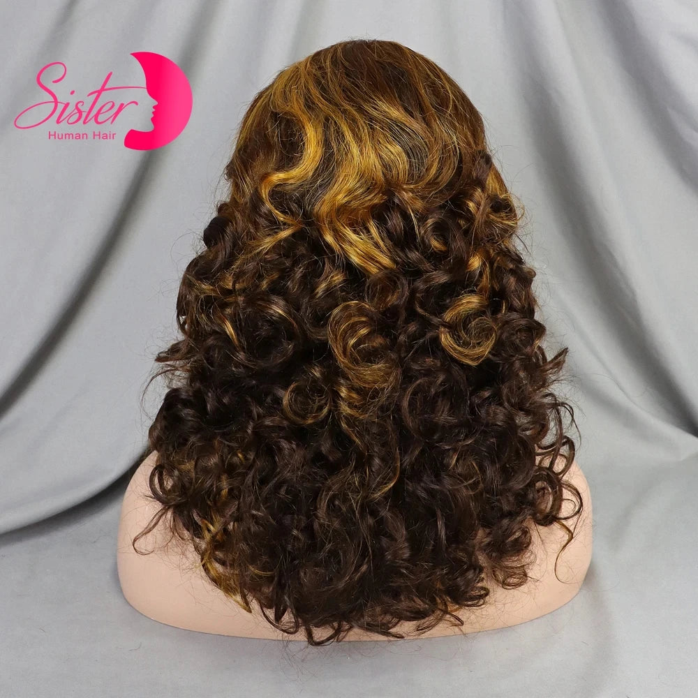 12A Double Drawn 350# Ginger Orange Spring Bouncy Curly Human Hair Wigs 13x4 Lace Frontal Curly Hair Wigs 250% Density for Women