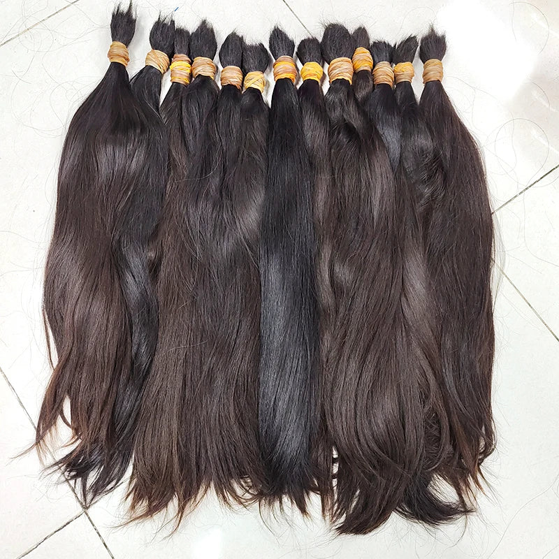 100% Real Human Hair Bulk Vietnamese Raw Hair One Donor Hair weaving No Weft Unprocessed Natural Straight Hair Extention