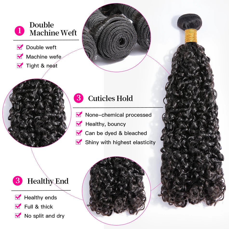 Real Brazilian Spiral Curly 10A Human Hair Bundles Deep Curly Remy Hair Weave Bundles Extensiones 3B-3C Hair Bundles No Tangle