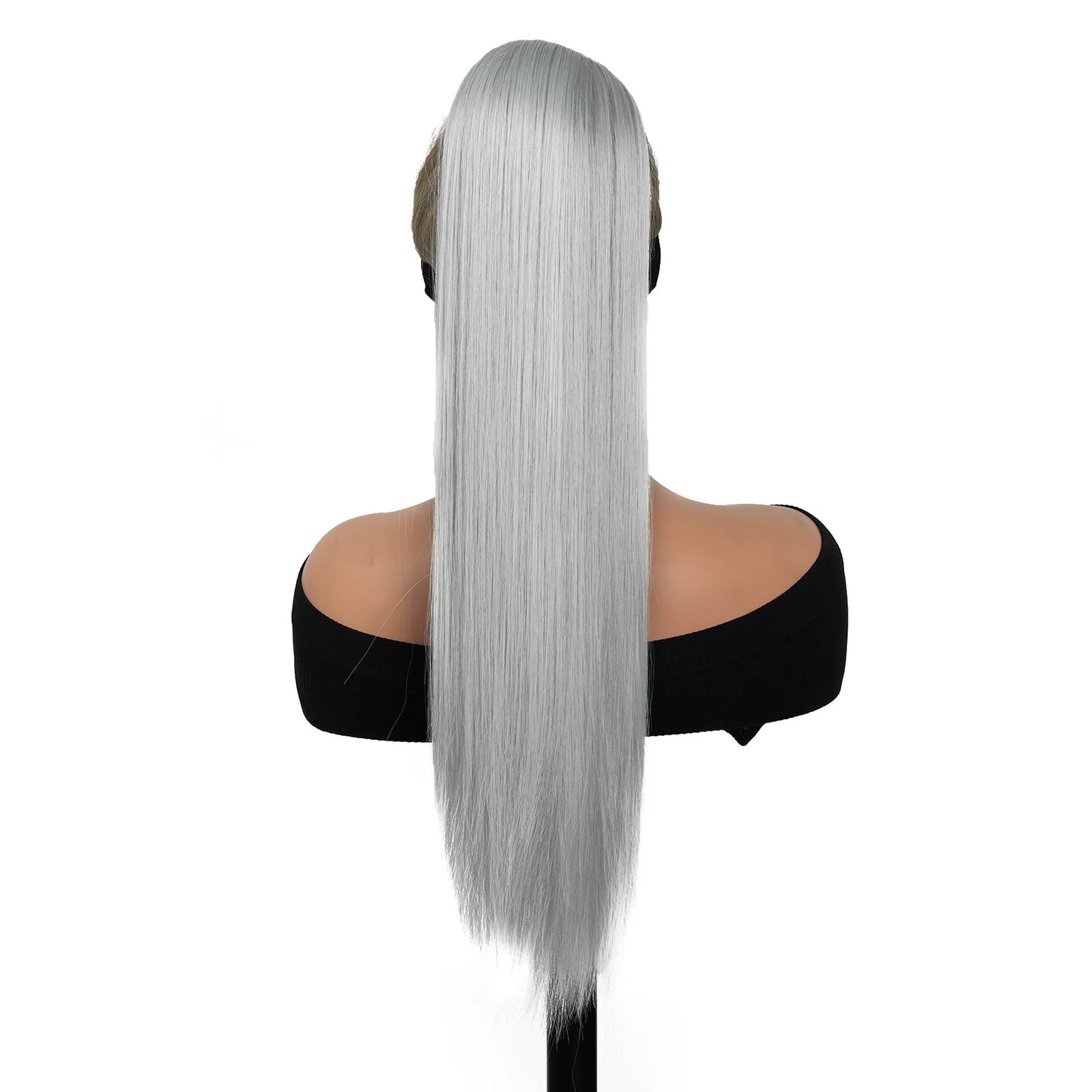 Synthetic Hair Chip-in Hair Extension Pony Tail Wig Heat-Resistant Straight Hair With Ponytail Wig 20Inch Long Black Brown Ombr3