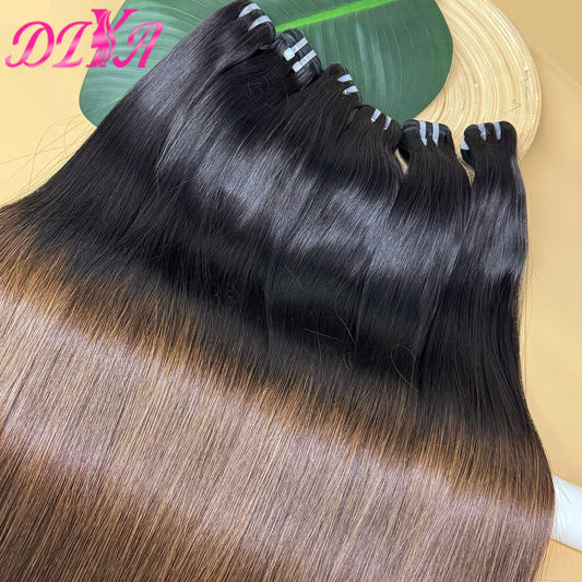 Double Drawn Raw Vietnamese Human Hair Bundles 16A Bone Straight Hair Bundles 1BT4 Ombre 100% Unprocessed Virgin Hair Extensions