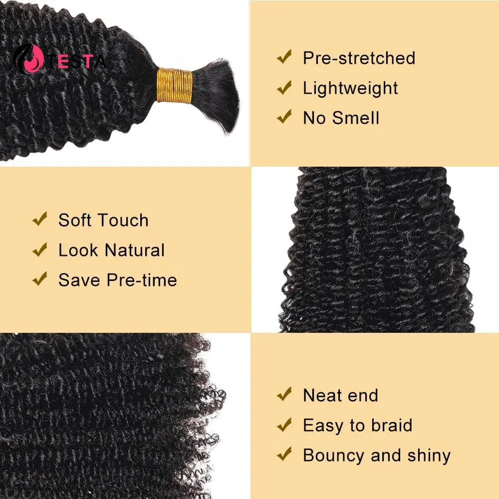 Bulk Human Hair For Braiding Jerry Curly Remy Indian Hair 10-28 Inches No Wefts Natural Color Hair Extension For Women 100g/pcs
